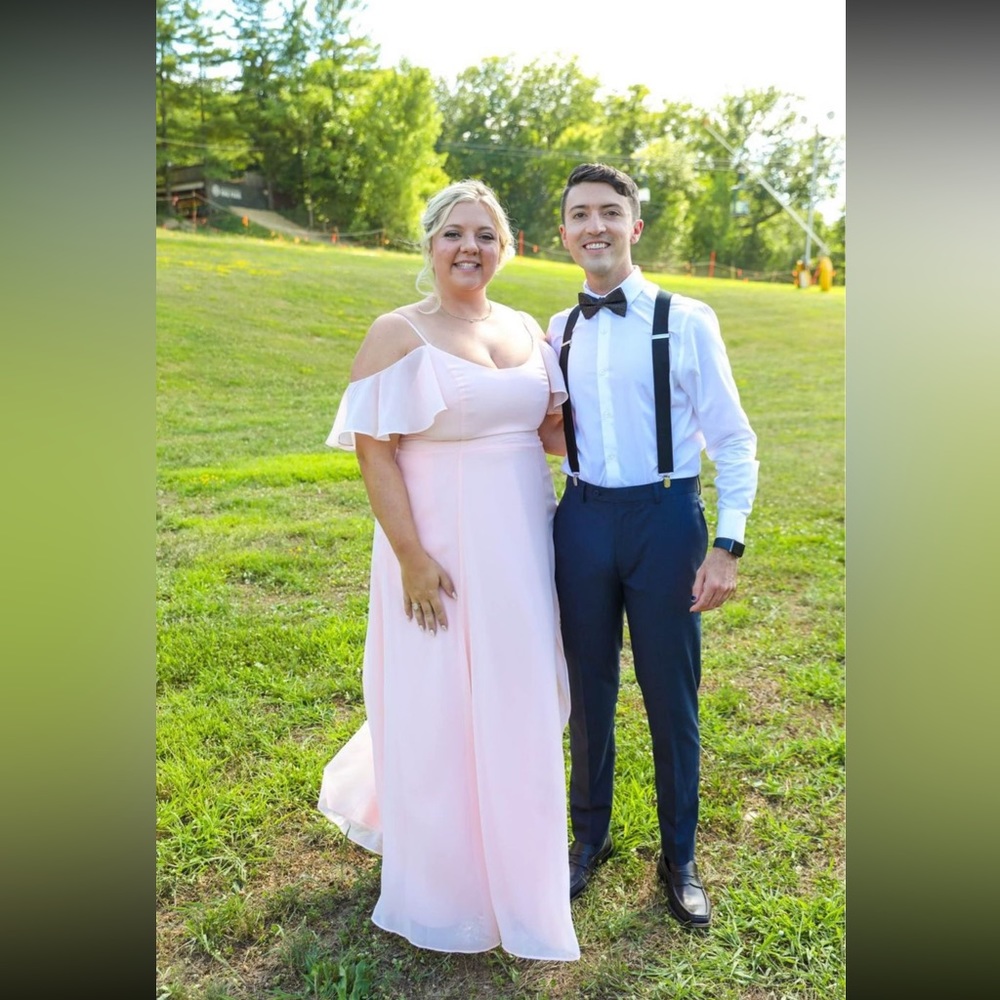 Petal Pink Chiffon Bridesmaid Dress from David’s Bridal.